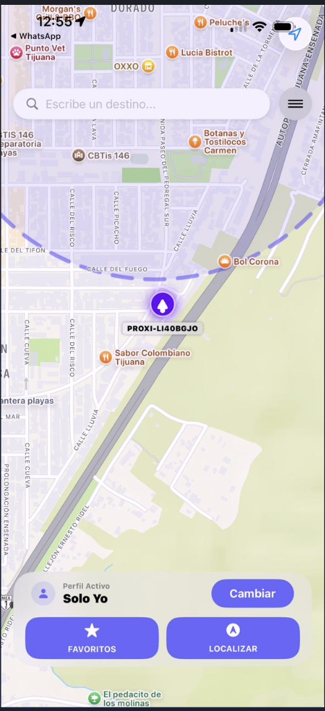Mapa y Geocerca Solo Yo ProxiAlert